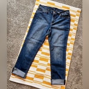 Seven 7 Dark Wash Raw Hem Cuff Jeans